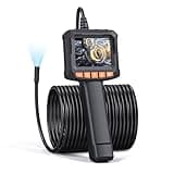 Endoskopkamera mit Licht 10M, QIMIC Endoskop IP67 1080P HD Rohrkamera Kanalkamera mit 8 LEDs, 2.4" IPS Bildschirm Inspektionskamera Livebild mit 2X Zoom Halbstarres Kabel 32.8FT, 2600mAh Akku