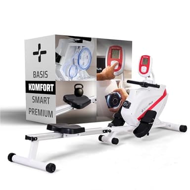 SportPlus Rudergerät für zuhause klappbar - Designed IN Germany - Für Einsteiger & Fortgeschrittene - Rudermaschine Magnetwiederstand Extra Leise, klappbar & platzsparend bis 150kg