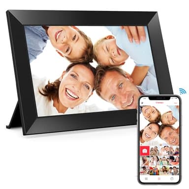 Frameo 10,1 Zoll WiFi Digitaler Bilderrahmen, 1280x800 HD IPS Touchscreen Foto Rahmen, 32GB Speicher, Automatische Rotation, Wandmontagefähig, Teilen Sie Fotos sofort von überall aus