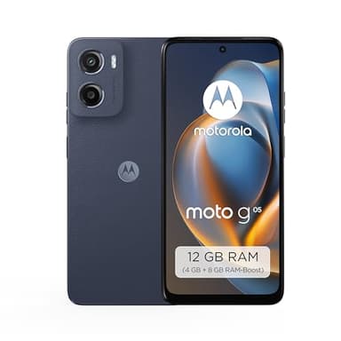 Motorola Moto g05 Smartphone (Kratzfestes 6,67"-HD+-Display Dank Corning Gorilla Glass 3, wasserabweisend, 50-MP-Kamera, 4/128 GB, 5100 mAh, TurboPower-Aufladen, NFC) Demin Blue, inkl. Schutzcover