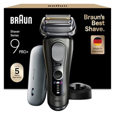 Braun Series 9 PRO+ Elektrorasierer, 5+1 Ultradünne Präzisionsklingen, Pro SensoAdapt, bis zu 60 min, PowerCase, Ladeständer, Nass- & Trockenrasierer für Herren, 9625S, Graphit