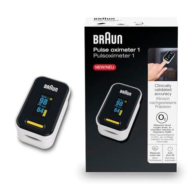 Braun Pulsoximeter 1 – Präzises Blutsauerstoff- & Puls-Messgerät | Einfache Anwendung zu Hause | Für COPD, Lungenentzündung, Schlafapnoe & Sport | Modell YK-81CEU (Verpackung kann variieren)
