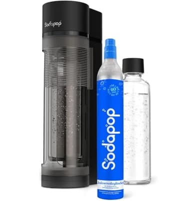 Sodapop Wassersprudler Logan, inkl. 1x Glasflasche (850 ml) und 1x CO₂-Zylinder, Matt Schwarz, Höhe 42,6 cm