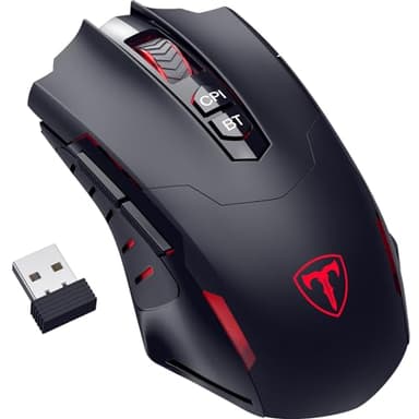 RisoPhy Gaming Maus Kabellos, Gaming Mouse Wireless mit 7 Programmierbare Tasten und 5 Einstellbare DPI (800-8000) 2.4G/Bluetooth, RGB-Beleuchtung Computer Maus, Ergonomische Maus für PC/Mac Gamer
