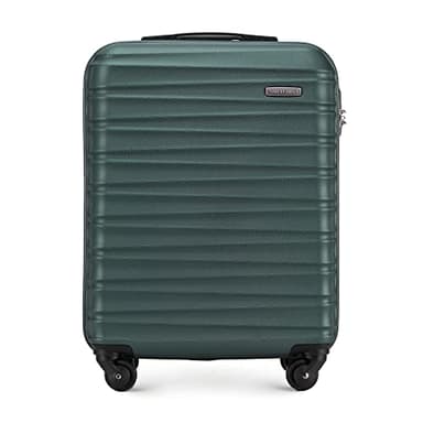 WITTCHEN Reisekoffer Handgepäck Kabinengepäck Rollkoffer Kabinenkoffer Kleiner Koffer Trolley Hartschale aus ABS 4 Spinner-Rollen Zahlenschloss Groove Line Größe S grün Lufthansa/Eurowings/Ryanair