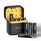 imuto Batterien AA 8 Stück Wiederaufladbare Lithium 1,5V 3000mWh mit Schwarzem Schnelles Aufladen LED Ladegerät ideal Digitalkamera, Spielzeug, Sport- & Outdoor-Einsätze