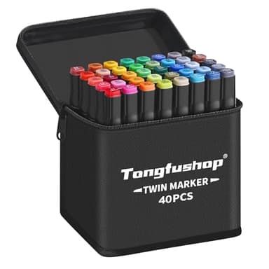 Tongfushop 40 Alkohol Stifte Set, 2 Sekunde Schnell Trocknende Alkohol Marker Set, Doppelseitige Marker Stifte Filzstifte mit Anti-Seepage Abstandshaltern für Malerei, Zeichnung, Design, Manga