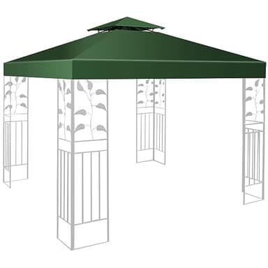 KOMFOTTEU 3 x 3 M Pavilliondach, Ersatzdach für Pavillion, Dachplane für Garten Balkon Strand, wasserdichtes Pavillionersatzdach, Doppeldach Ersatz (Dunkelgrün)