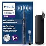 Philips Sonicare 7100 elektrische Zahnbürste, Schallzahnbürste mit App, 4 Putzmodi, 3 Intensitätsstufen, Andruckkontrolle, EasyStart, SmarTimer, Marineblau, Modell HX7423/01 [Neue Technologie]