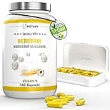 Berberin 1000 mg Tagesportion, 3 Monate Vorrat, 180 Kapseln, Inclusive Pillenbox, Hochdosierte Premium Qualität, Vegan und natürlich aus 97% Berberis Vulgaris, Ohne Magnesiumstearat