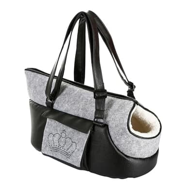 Kerbl Pet Tragetasche Chiara, Transporttasche, schwarz/grau, 46x23x25cm, Polyester, weiches Innenfutter, Innenkissen waschbar, für Hunde und Katzen