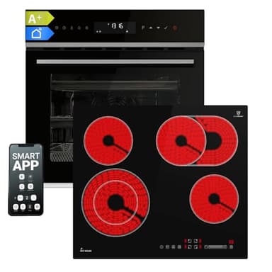 KKT KOLBE Autarkes Herdset | 60cm Einbaubackofen EB8319PHC | 59cm Kochfeld CH5901RL | Pyrolyse | Pizzafunktion | Grill | Umluft | Heißluft | Timer | 4-fach Wärmeschutzverglasung | SET8319PHCCH59RL