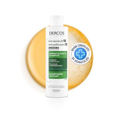 VICHY Anti-Schuppen Shampoo für normales bis fettiges Haar: Selendisulfid und Salicylsäure entfernen Schuppen von der Kopfhaut, mildern Juckreiz und beugen einer Schuppenbildung vor, Dercos, 200 ml