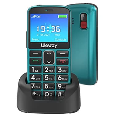 Uleway Seniorenhandy mit großen Tasten und Mobiltelefon ohne Vertrag ,2,3 Zoll LCD|Hörgeräte kompatibel|SOS-Funktion |Dual SIM Handy |Taschenlampe und Ladestation