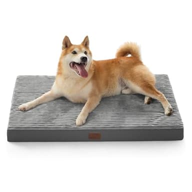 BEDSURE waschbares Hundebett für mittelgroße Hunde - 89x56x7cm Komfort Hundekissen mit Rutschfester Basis und abnehmbarem waschbarem Bezug, Eierkarton-Schaumstoff Hundematte, Grau