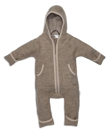 Albkids Overall und Baby Kleinkinder (beige 74/80) – Wollwalk Overall für Baby aus Schurwolle mit Reißverschluss – Winter- und Herbstkleidung