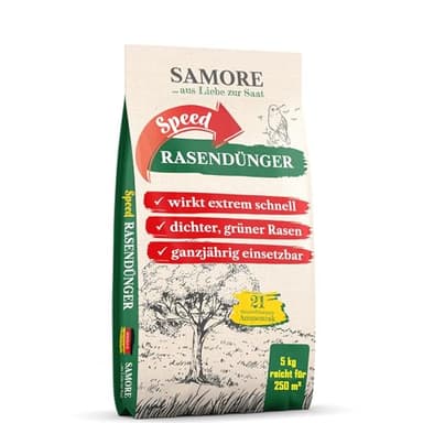 samore Turbo Rasendünger SPEED Frühjahr/Sommer & Herbstrasendünger, Sofortwirkung in 24 Stunden, Universaldünger, schneller Wachstumsschub und saftiges Grün (5 Kg für 250 m²)