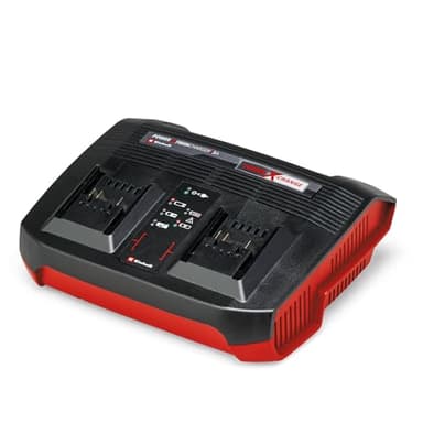 Original Einhell Ladegerät Power X-Twincharger 3A Power X-Change (Li-Ion, 18V, gleichzeitiges Laden von 2X 18V Akkus, permanente Akkuüberwachung + int. Lademanagement, 6-fache Zustands-LED-Anzeige)