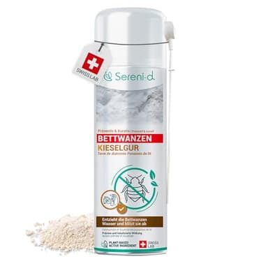 SERENI-D - KIESELGUR - BETTWANZEN SPRAY - Blitzschnelle Wirksamkeit gegen Bettwanzen - 100% natürliche Inhaltsstoffe - Sofortige und effektive Wirkung - Swiss Lab
