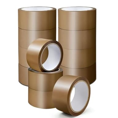 Stick Well Verpackungsklebeband, Industrieklebeband für Pakete, 12 Rollen Paketklebeband geringer Geräuschentwicklung – 48 mm x 66 m, stark klebendes braunes Klebeband zum von Kartons, Umzugskartons