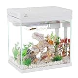 fishkeeper 8L Mini Aquarium Komplettset, Nano Aquarium Set Komplett mit LED, Filtersystem & Einstellbar Luftpumpe, Weißes Kleines Aquarien Starterset für Büro und Wohnen