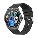 Knauermann PRO 3 (2024) Schwarz - Gesundheitsuhr Smartwatch mit Telefoniefunktion - EKG + HRV und SOS Funktion - AMOLED Display- BT Bluetooth - Schlafapnoe - Silikonband Schwarz, 14-24, rund