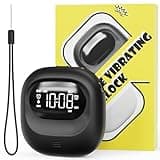 Kleiner Vibrationswecker für das Schlafzimmer, 3 Alarmmodi, einstellbare Lautstärke, Typ-C-Ladegerät, Doppelalarm, Snooze, 12/24H, DST, Wochentag/Wochenende, Digital Uhr für Reisen, Kinder, Gehörloseg