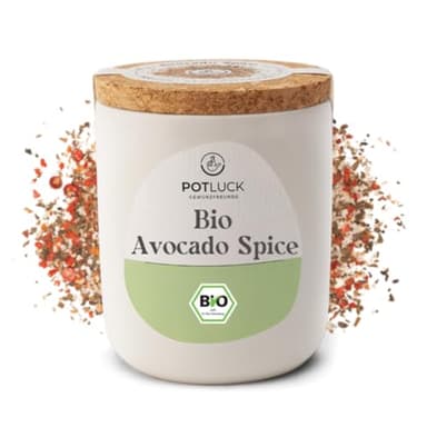 POTLUCK | Bio Avocado Spice | Gewürzsalz für Avocado-Brote, Guacamole, Salate oder als Topping für Bowls | 70g im Keramiktopf