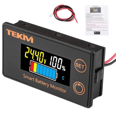 VOKTTA Wasserdicht Smart Batteriekapazität Spannung Messgerät mit Alarm 12V 24V 36V 48V 60V 72V 84V für für Wohnmobile/Motorräder/E-Bikes/Wohnmobil