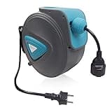 UISEBRT Kabelaufroller Automatik 20m - Kabeltrommel Aufroller 180°drehbar Wandhalterung, mit Elektrokabel (Kabelaufroller)