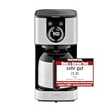 Caso Selection C10- Testurteil Sehr Gut, Thermo Kaffeemaschine mit 1,2 L Thermoskanne, Timer, aus Edelstahl mit Permanentfilter für 10 Tassen, Edelstahl, Schwarz