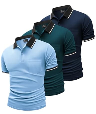 SwissWell 3er Pack Poloshirt Herren Kurzarm Golf Poloshirts Atmungsaktiv T-Shirt für Herren Polo Shirt, Mondblau+Marineblau+Cyanblau M