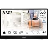MSI PRO MP161 E2U 15,6 Zoll Full HD Portabler Monitor - 1920x1080 IPS, 60Hz, augenschonend, für PC, Laptop, Mobil, Lautsprecher, verbessertes Gehäuse & Kickstand, Mini-HDMI 2.0b, 2 x USB Type-C