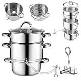 KADAX Dampfentsafter, Fruchtentsafter aus Edelstahl mit Glasdeckel, Spülmaschinengeeigneter Entsafter, Dampfentsafter für alle Herdarten auch Induktionsgeeignet (Silber 5L)