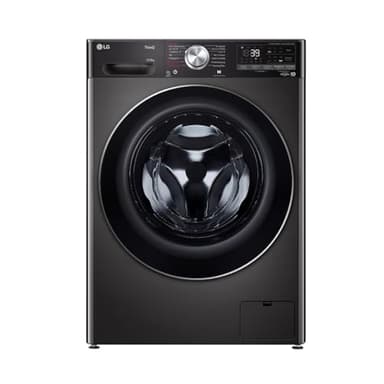 LG V9WD128H2B, Klasse A, Waschtrockner 12-8 kg, 1360 U/min, AI Direct Drive, Nachlegefunktion, Schnellwaschgang in 39 Min., mit Dampf, 60 x 61 x 85 cm ꟷ Black Stainless Steel