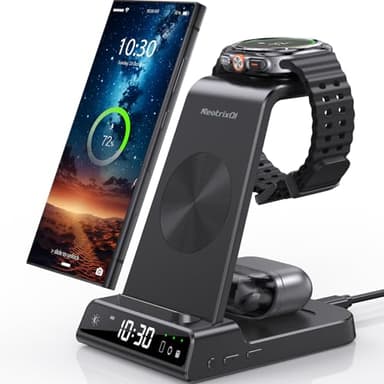 Wireless Charger für Samsung Ladestation für Galaxy S25 Ultra, Induktive Ladestation für Samsung Galaxy Watch Ultra/8/7/6, Kabelloses Ladegerät für Galaxy S24 Z Fold 6/Z Flip 6, Galaxy Buds