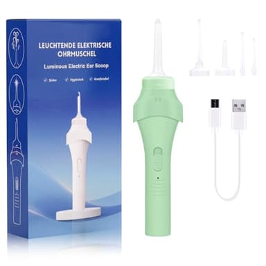 Ohrenschmalz Entferner Sauger ,Oroclear Ohrenschmalz Sauger ,Elektrischer ohrenreiniger mit LED Lampe , Zubehörset für Familien,Selbstreinigungsgebrauch,Pastellgrün