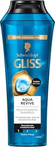 Gliss Shampoo Aqua Revive (250 ml), Haarshampoo mit Hyaluron und Meeresalgen, Feuchtigkeitsshampoo für normales bis trockenes Haar