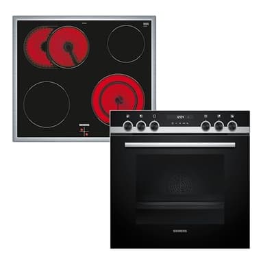 Siemens EQ521KB11, iQ300 Einbau-Herd-Set, Bestehend aus HE517BBS3 Herd, 60 x 60 cm, 3D Heißluft und Schnellaufheizung, EA64RGNA1E Elektrokochfeld, Zweikreis-Kochzone, Bräterzone, Edelstahlrahmen