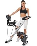 YOSUDA 3-in-1 Heimtrainer Fahrrad Klappbar, Faltbares Heimtrainer, Platzsparendes Heimtrainer mit Integriertes Widerstandsband, 8 Magnetische Widerstandsstufen