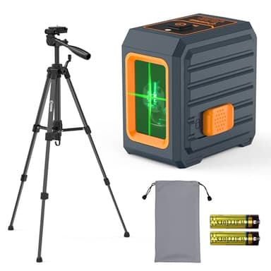 CIGMAN Kreuzlinienlaser mit Stativ, 30M DIY Selbstnivellierendes Laser Wasserwaage, Grüner Kreuzlinienlaser zum Aufhängen von Bildern, Bauprojekten, Batterie und 0,9M Stativ Inklusive(CM-G01T)