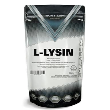 L-Lysin Pulver 100% rein - 1000g Aminosäure Lysin - 1kg - ohne Zusatzstoffe - vegan -mit Messlöffel