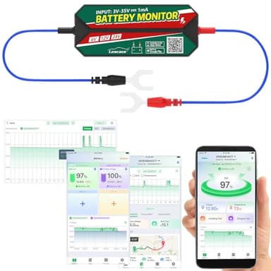 Lescars Kfz Batterietester: Kfz-Batterie-Wächter, Standort-Suche, Bluetooth, App, 6/12/24 V, IPX7 (Battery Monitor, Fahrzeugbatteriewächter, Überwachungssysteme)