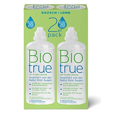 Bausch + Lomb Biotrue All-in-One Lösung - Kontaktlinsenreiniger und Aufbewahrungslösung für weiche Kontaktlinsen, 2er Pack, 2 x 300 ml