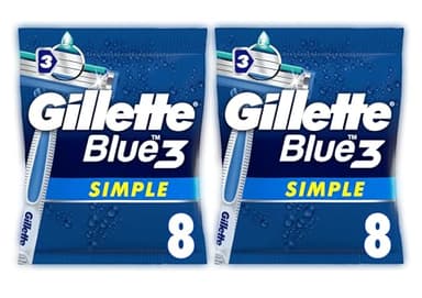 Gillette Blue 3 Simple Einwegrasierer Männer mit verbesserten Gleitstreifen Rasierer, 8 stück