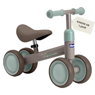 Chicco Kinder Laufrad ab 1-3 Jahre, Pedalfreies Balance-Fahrrad für Kinder,Spielzeug, Vierrad, Lauflernrad, Gummiräder, rutschfeste Griffe, Lauflernrad, für Jungen Mädchen max. 20 kg, Geshenke, Beige