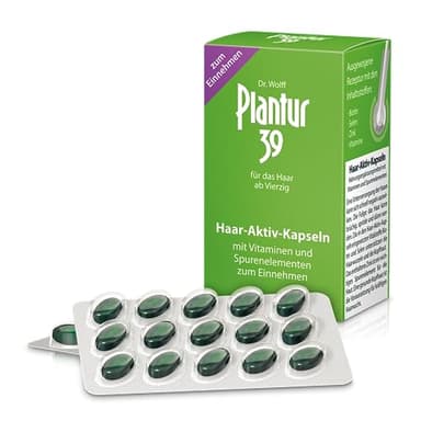 Plantur 39 Haar-Aktiv-Kapseln - Nahrungsergänzungsmittel, 2 x 60 Stk. – Verbessert das Haarwachstum | Mit Vitaminen und Spurenelementen | Haarpflegeserie gegen Haarausfall