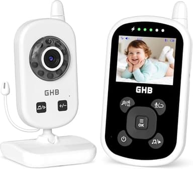 GHB Babyphone mit Kamera 2,4 GHz Baby Monitor Zoom Wiegenlieder ECO Modus mit Nachtsicht 2X Digital