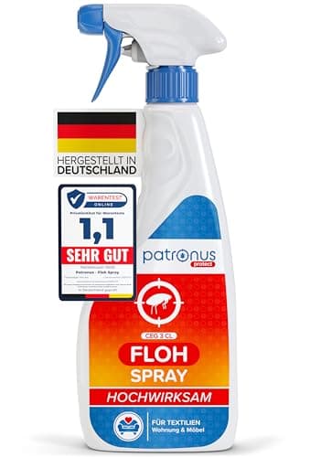 Patronus Floh-Spray für Wohnung & Umgebung 500 ml - effektives Abwehr-Mittel gegen Flöhe mit Sofortschutz - hochwirksam & laborgeprüft - mit dezentem Eukalyptus-Zitrusduft
