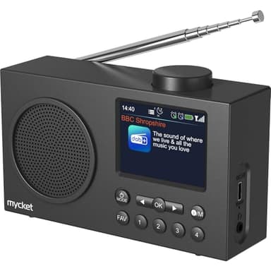 Mycket Tragbares DAB/DAB+ Radio, UKW Digital Radio mit 2025 Neuesten Signalempfängertechnologie, FM Wiederaufladbar Radio mit Bluetooth 5.0, Dual Wecker, 40 Voreingestellte, 2,4 "großes Farbdisplay
